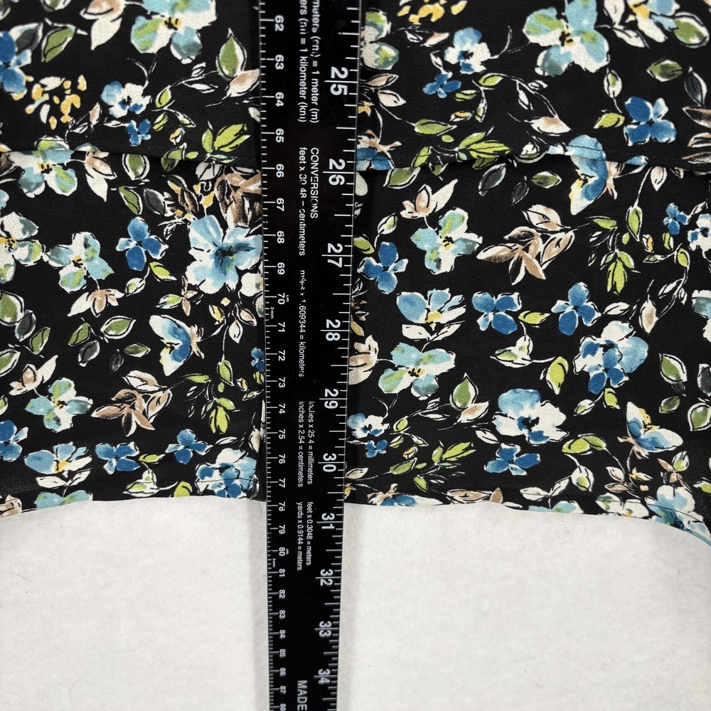 J Jill Tunic Top Womens Medium Black Floral Button Front Long Sleeve Shirt NWT - Picture 8 of 13
